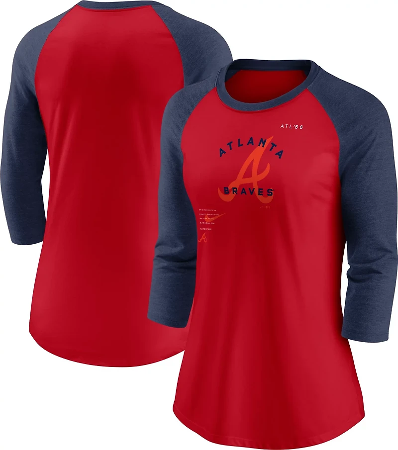 Nike Women's Atlanta Braves Next Up 3/4 Sleeve Raglan Top