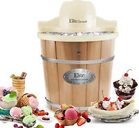 Elite Gourmet 4 qt Electric Motorized Old Fashioned Bucket Ice Cream Maker