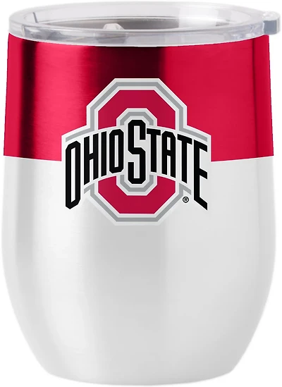 Logo Brands Ohio State University 16 oz Colorblock Stainless Curved Beverage Tumbler