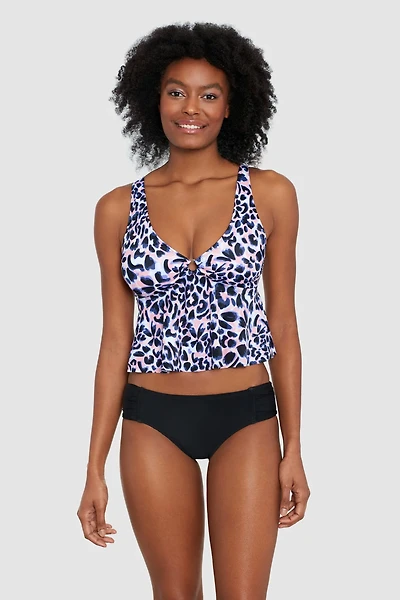 Freely Women's Ring Front A-Line Cropped Tankini  Swim Top