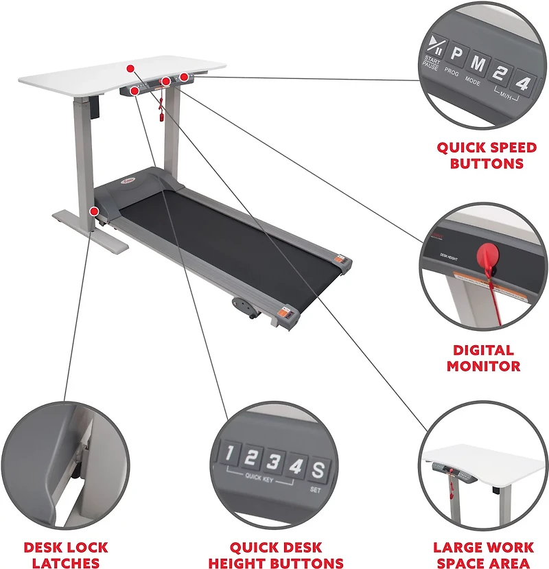 Sunny Health & Fitness Treadmill with Detachable Desk