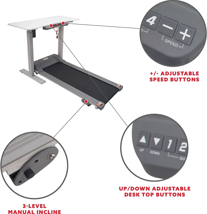 Sunny Health & Fitness Treadmill with Detachable Desk
