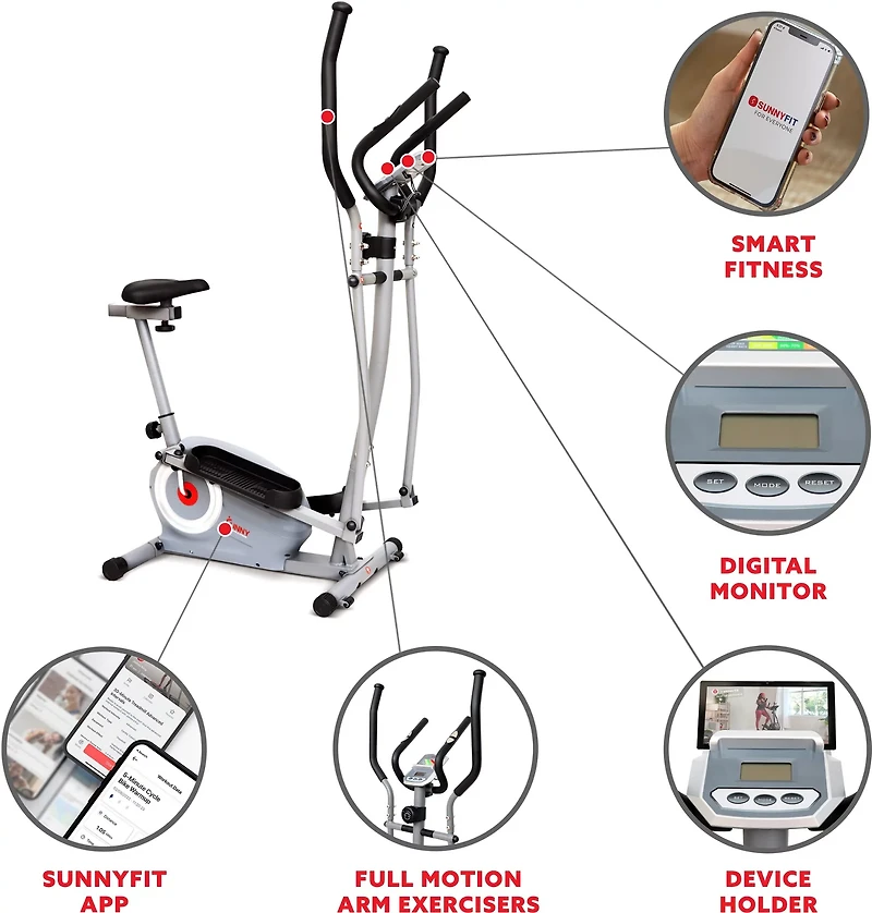 Sunny Health & Fitness Essential Interactive Series Seated Elliptical Trainer