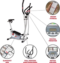 Sunny Health & Fitness Essential Interactive Series Seated Elliptical Trainer