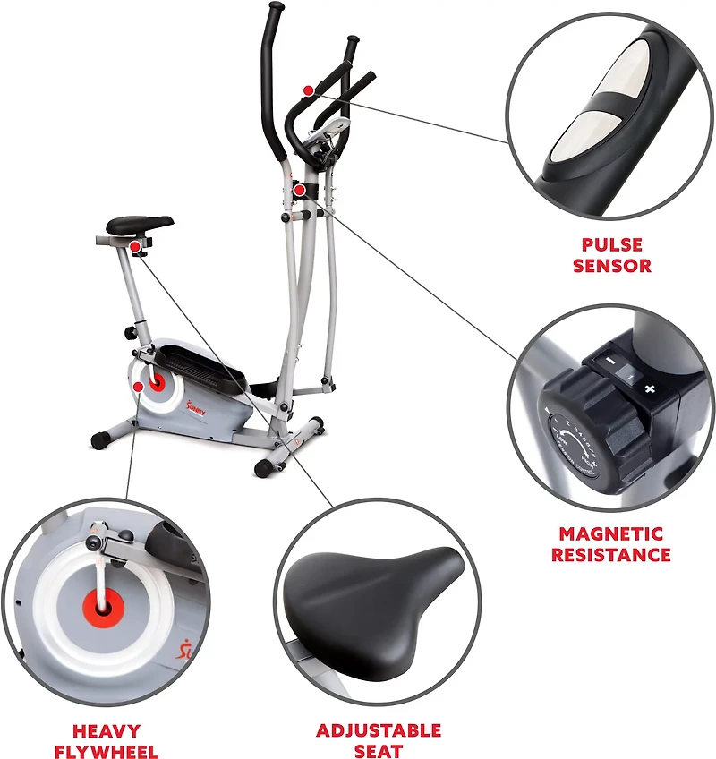 Sunny Health & Fitness Essential Interactive Series Seated Elliptical Trainer