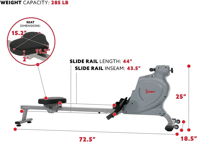 Sunny Health & Fitness Space Efficient Magnetic Rower