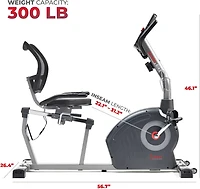 Sunny Health & Fitness Elite Interactive Series Magnetic Recumbent Bike
