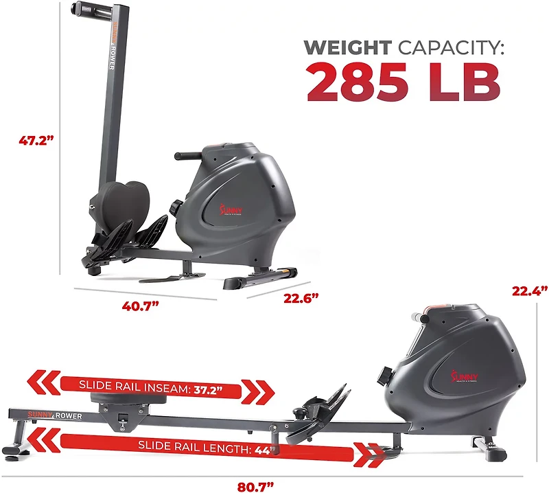 Sunny Health & Fitness Premium Magnetic Rowing Machine