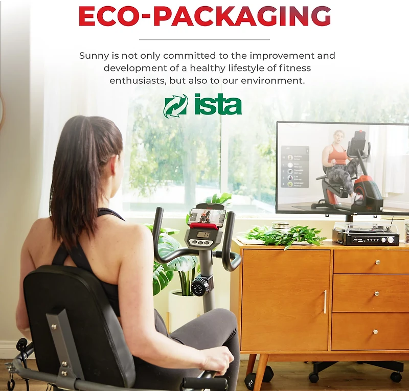 Sunny Health & Fitness Smart Performance Interactive Recumbent Exercise Bike