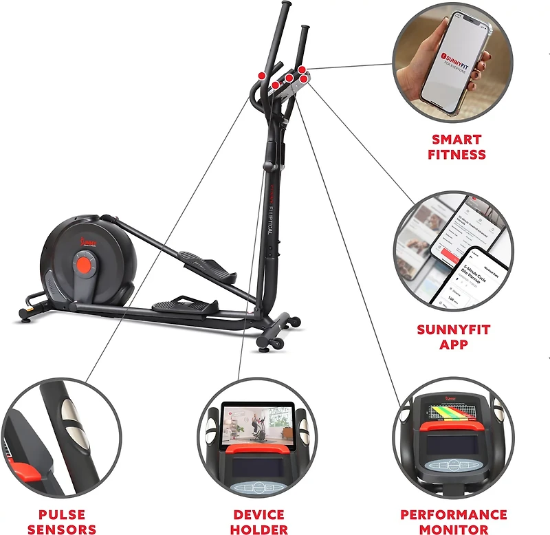Sunny Health & Fitness Power Stride Advanced Cross Trainer Elliptical Machine