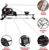 Sunny Health & Fitness Smart Obsidian Surge Water Rowing Machine Sunny Health & Fitness Smart Obsidian Surge Rowing Machine