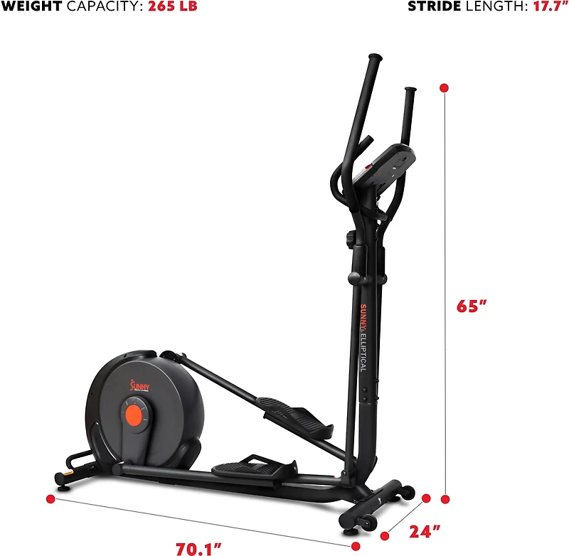 Sunny Health & Fitness Power Stride Smart Cross Trainer Elliptical Machine