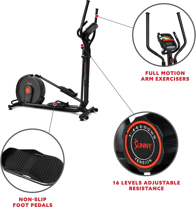 Sunny Health & Fitness Power Stride Smart Cross Trainer Elliptical Machine