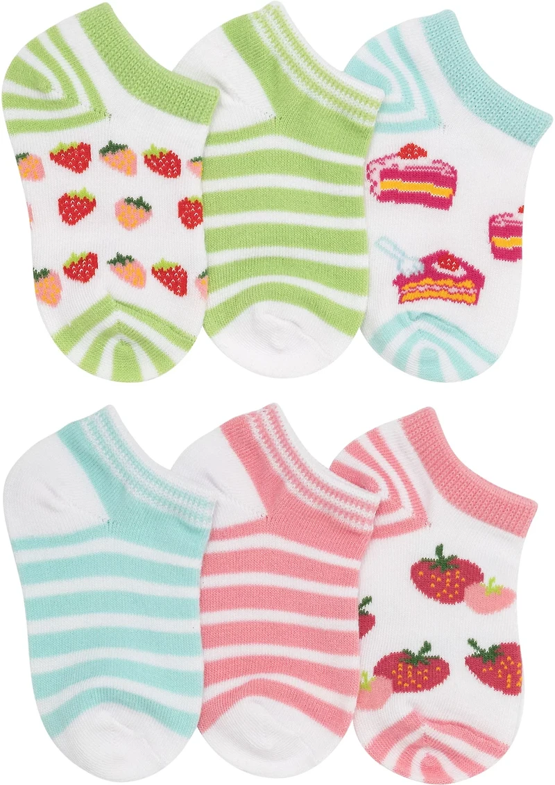 BCG Girls' Strawberry Shortcake No Show Socks 6 Pack