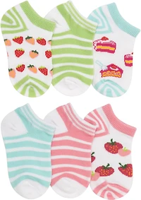 BCG Girls' Strawberry Shortcake No Show Socks 6 Pack