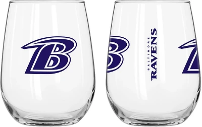 Logo Brands Baltimore Ravens Gameday 16 oz Curved Beverage Glass