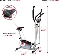 Sunny Health & Fitness Essential Interactive Series Seated Elliptical Trainer