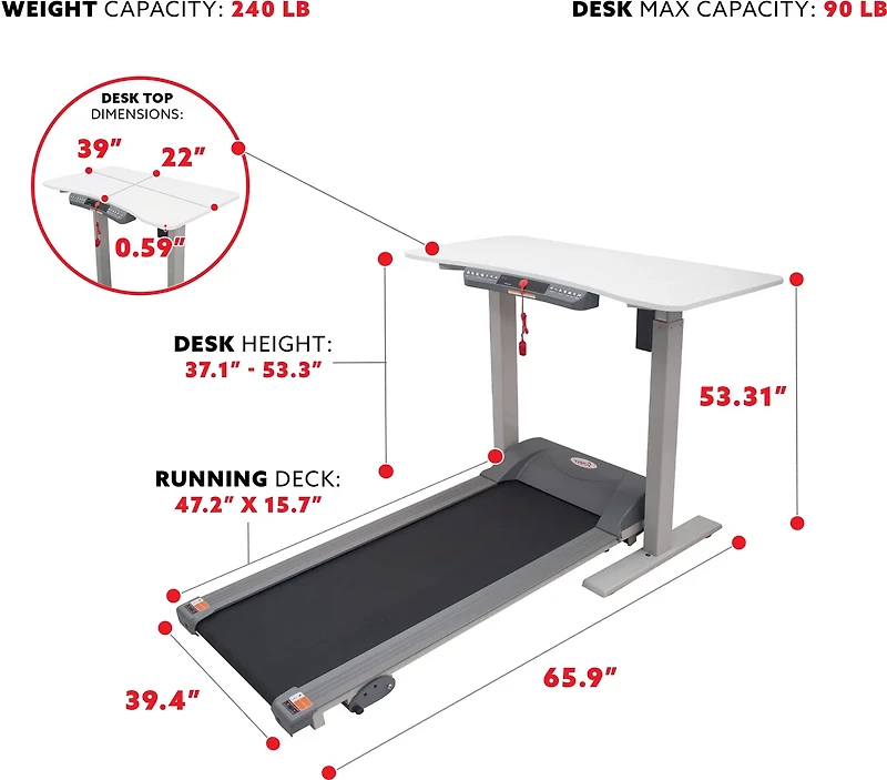 Sunny Health & Fitness Treadmill with Detachable Desk