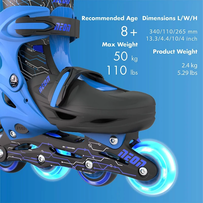 Yvolution Boys' Neon LED Adjustable In-Line Skates