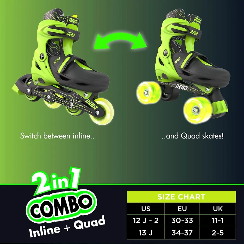 Yvolution Boys' Neon Combo Adjustable Skates
