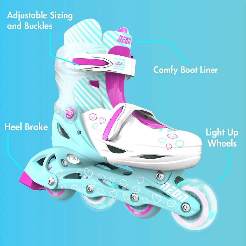 Yvolution Girls' Neon LED Adjustable In-Line Skates