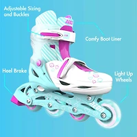 Yvolution Girls' Neon LED Adjustable In-Line Skates