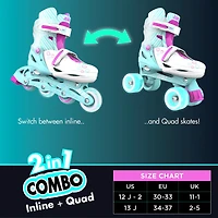 Yvolution Girls' Neon Combo Adjustable Skates