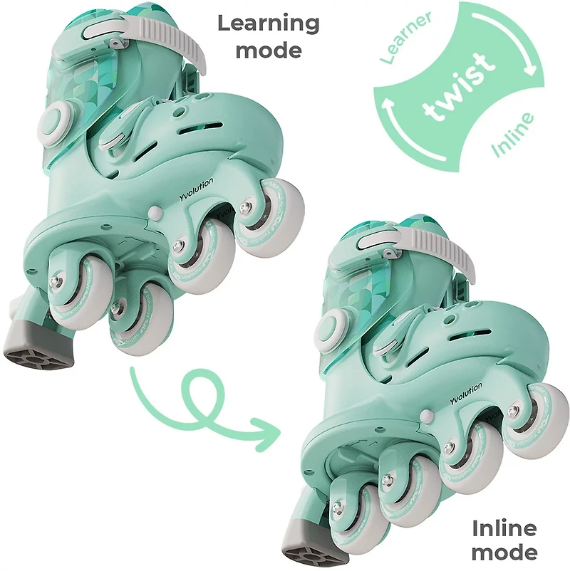 Yvolution Girls' Twista 2-in 1 Adjustable Inline Skates