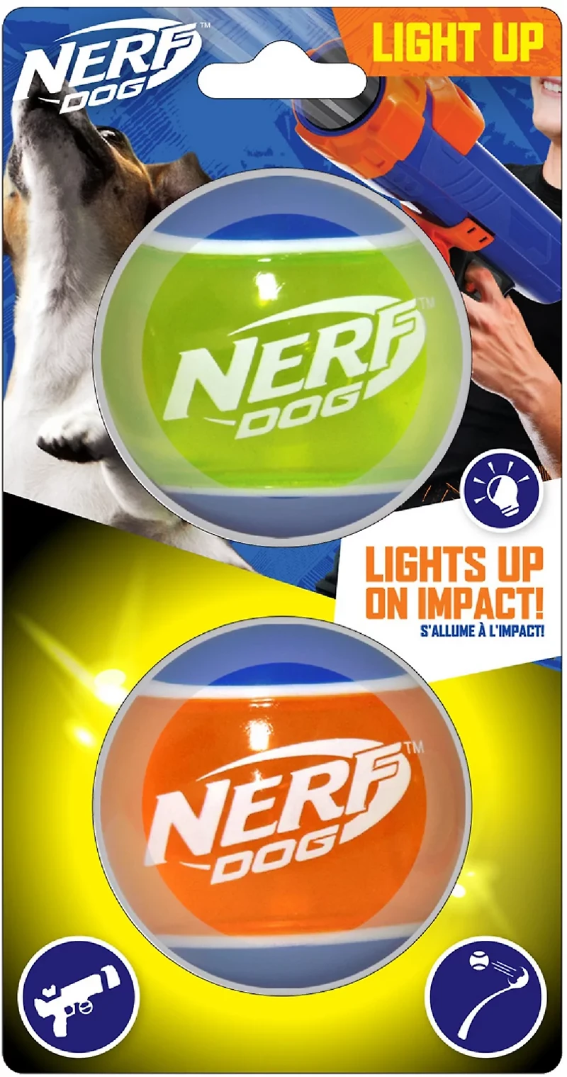NERF TPR LED 2.5 in Dog Tennis Balls 2-Pack