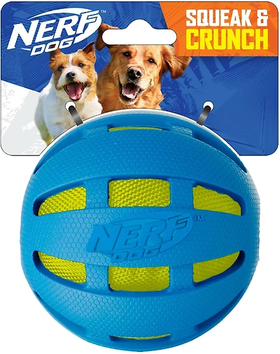 NERF Dog Checker Squeak and Crunch Ball