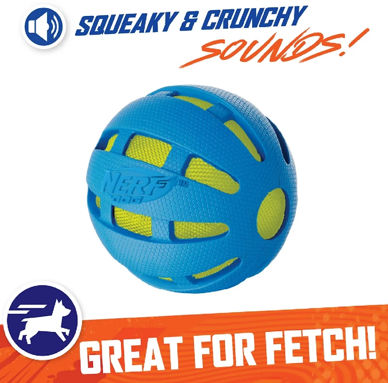 NERF Dog Checker Squeak and Crunch Ball