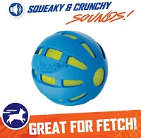 NERF Dog Checker Squeak and Crunch Ball