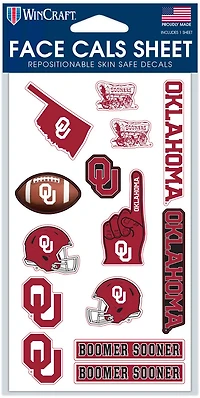 WinCraft University of Oklahoma Face Cals 4 in x 7 in Face Decal Sheet