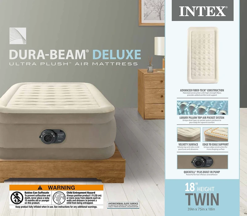Intex Dura-Beam Deluxe Ultra Plush 18 in Twin Air Mattress