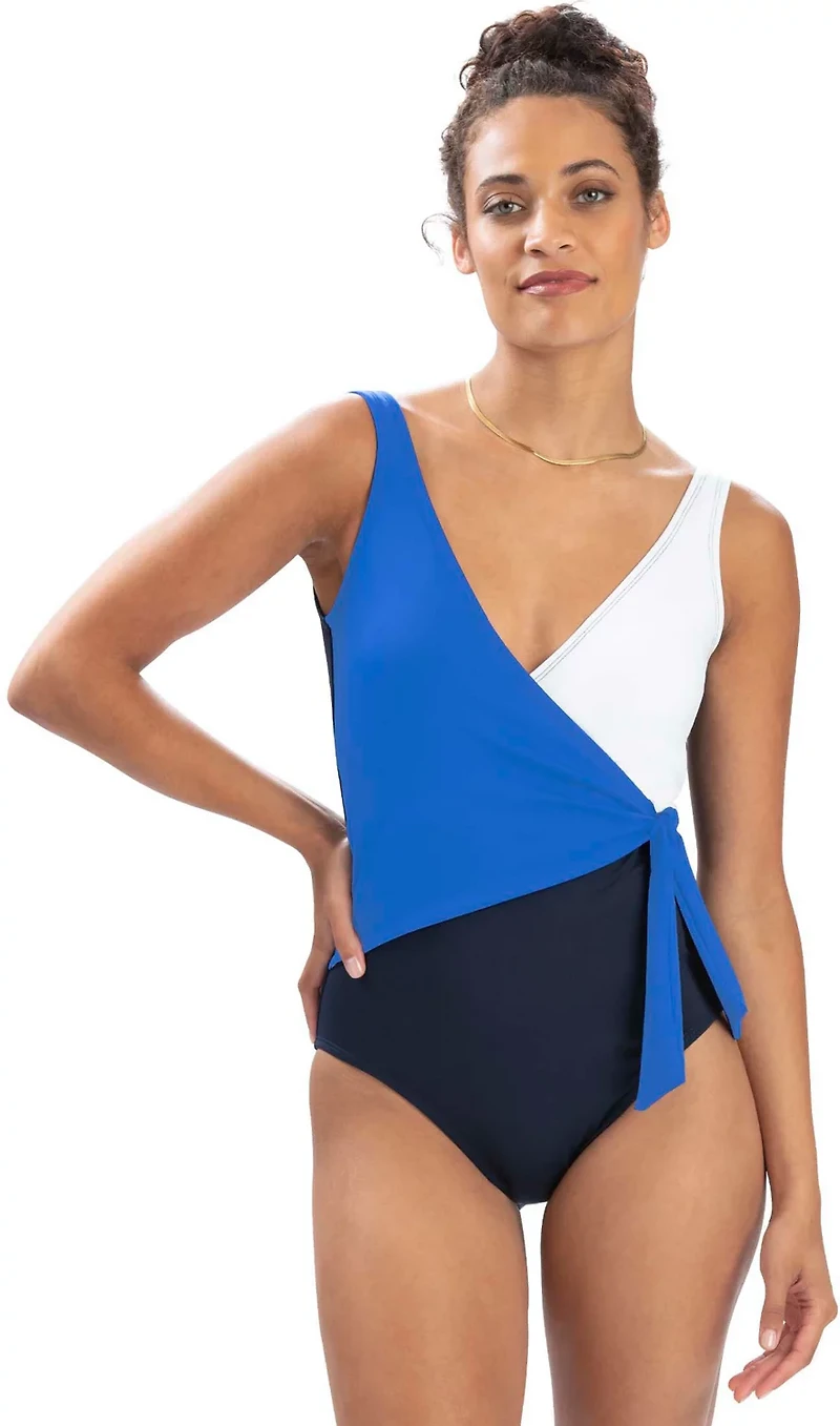 Dolfin Women's Aquashape Solid Moderate Wrap Front 1-Piece Swimsuit