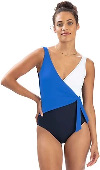 Dolfin Women's Aquashape Solid Moderate Wrap Front 1-Piece Swimsuit