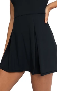 90 Degree by Reflex Women's Airlux Racerback Collar Charm Pleated Dress