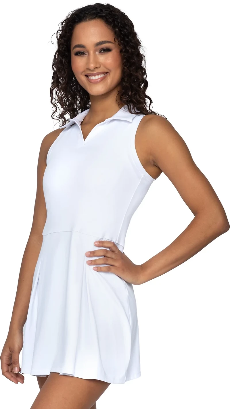 90 Degree by Reflex Women's Airlux Racerback Collar Charm Pleated Dress