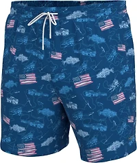 Huk Men's Pursuit Volley Fish and Flags Shorts 5.5 in
