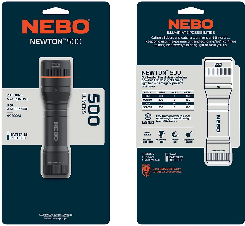 NEBO Newton 500 Lumen Alkaline Flashlight