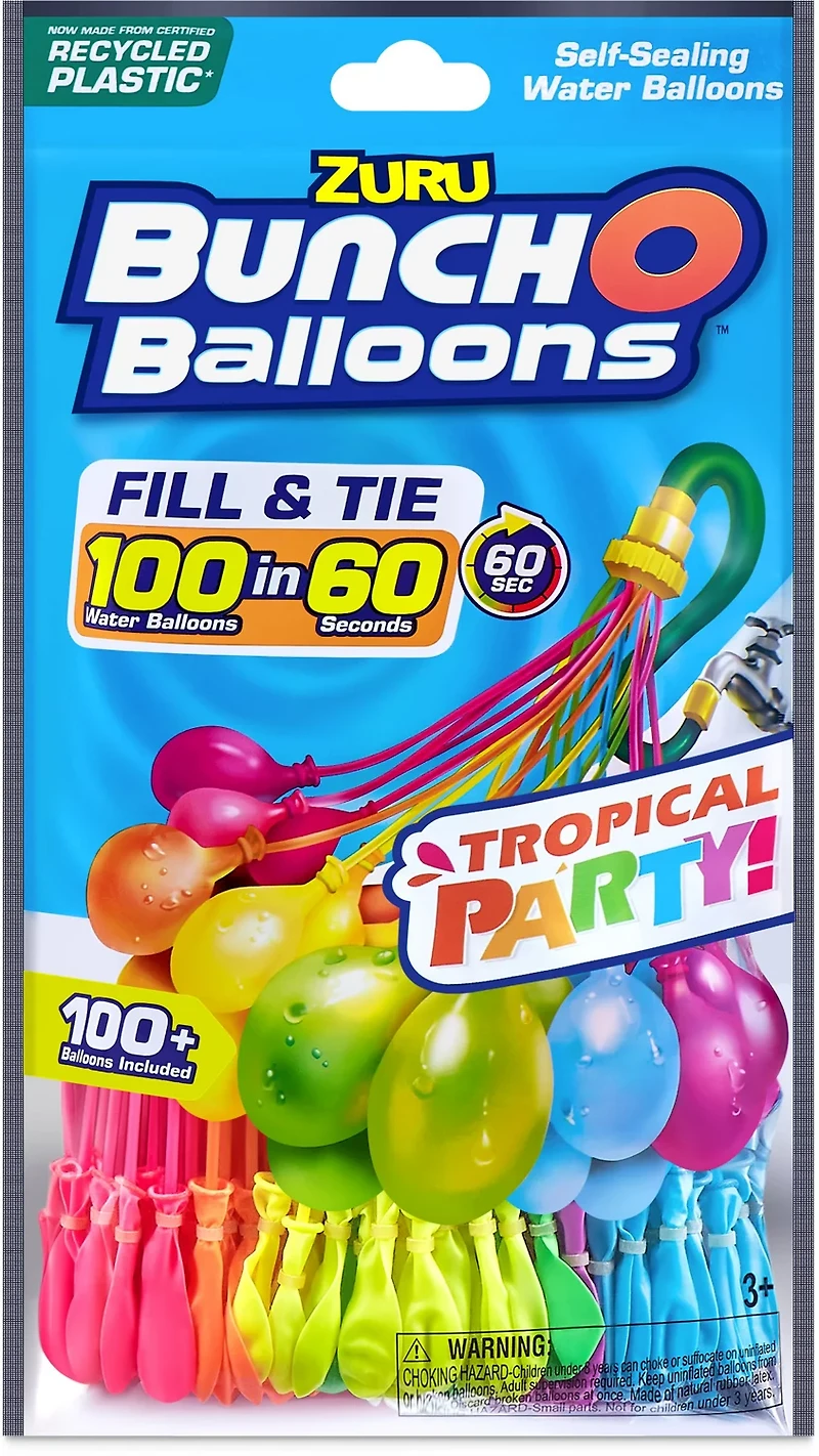 ZURU Bunch O Balloons Tropical Party 100+ Water Balloons 3-Pack
