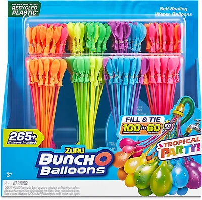 ZURU Bunch O Balloons Tropical Party 265+ Water Balloons 8-Pack