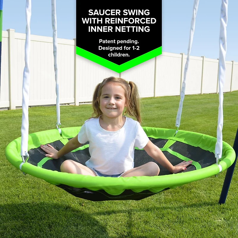 Sportspower Mountain View Metal Slide, Swing and Trampoline Set