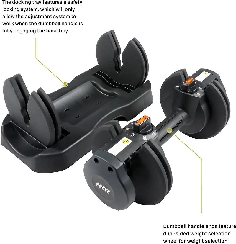 PRCTZ 5 to 25 lb Adjustable Dumbbell-Single