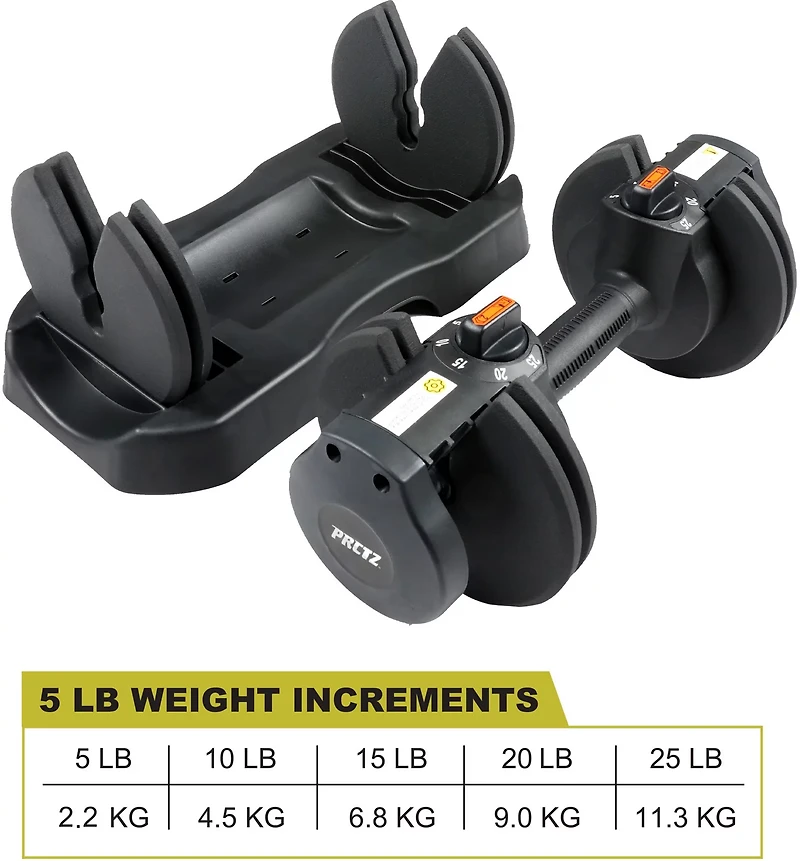 PRCTZ 5 to 25 lb Adjustable Dumbbell-Single