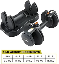 PRCTZ 5 to 25 lb Adjustable Dumbbell-Single