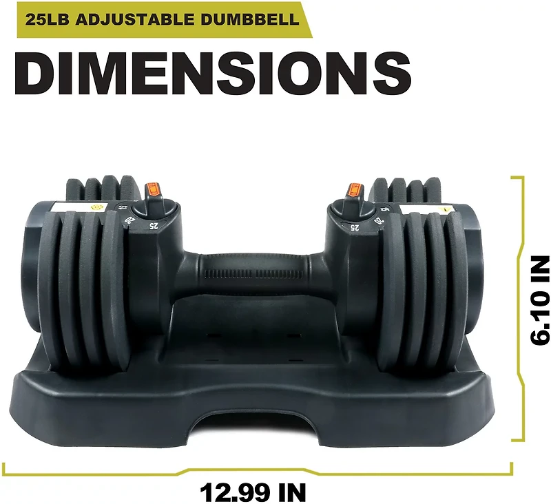 PRCTZ 5 to 25 lb Adjustable Dumbbell-Single