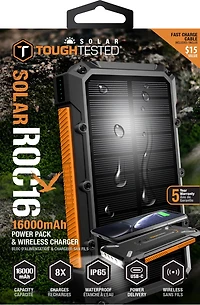 Tough Tested 16,000mAh Solar Power Bank with Flashlight