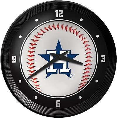 The Fan-Brand Houston Astros Baseball Ribbed Frame Wall Clock