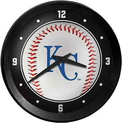 The Fan-Brand Kansas City Royals Baseball Ribbed Frame Wall Clock